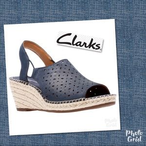 New Clark’s navy sandals wedge shoes petrina 11